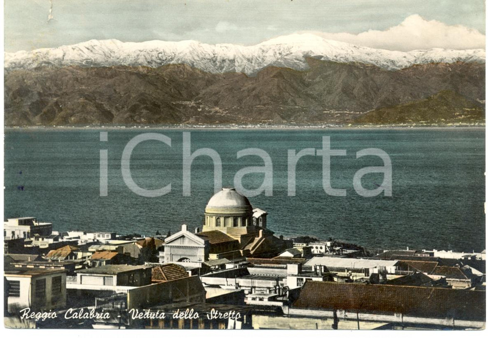 Cartolina originale da collezione 1953 REGGIO CALABRIA Veduta dello STRETTO *Cartolina FG VG DANNEGGIATA 1