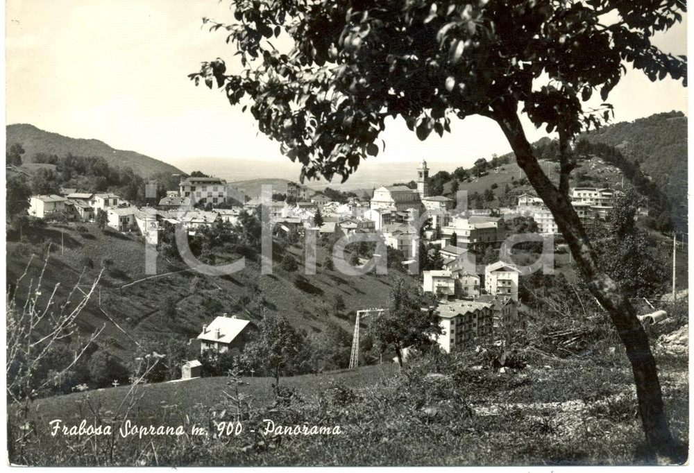 Cartolina originale da collezione 1960 ca FRABOSA SOPRANA CN Panorama del paese e della valle Cartolina FG VG 1