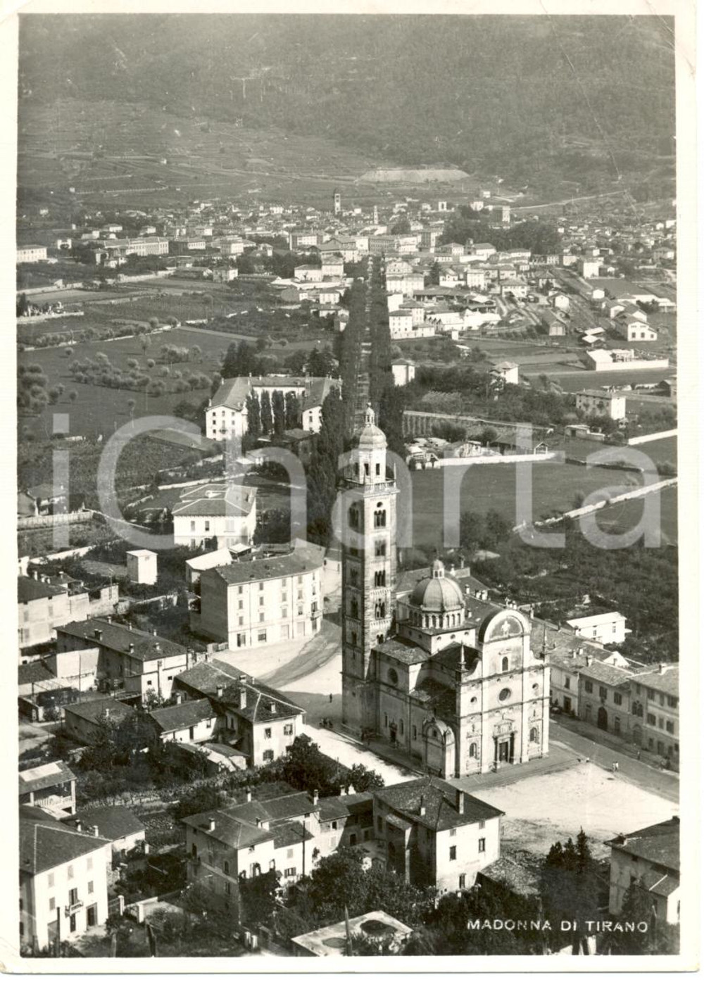 Cartolina originale da collezione 1953 TIRANO SO Santuario della MADONNA Veduta aerea Cartolina FG VG 1