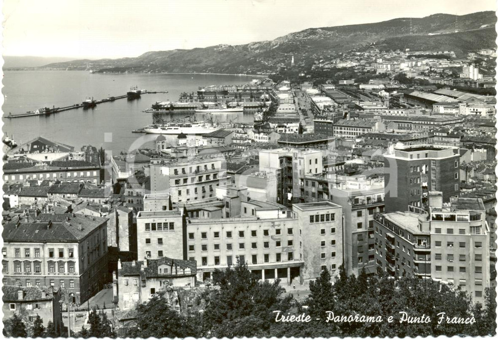 Cartolina originale da collezione 1962 TRIESTE Panorama e PUNTO FRANCO con piroscafi Cartolina FG VG 1