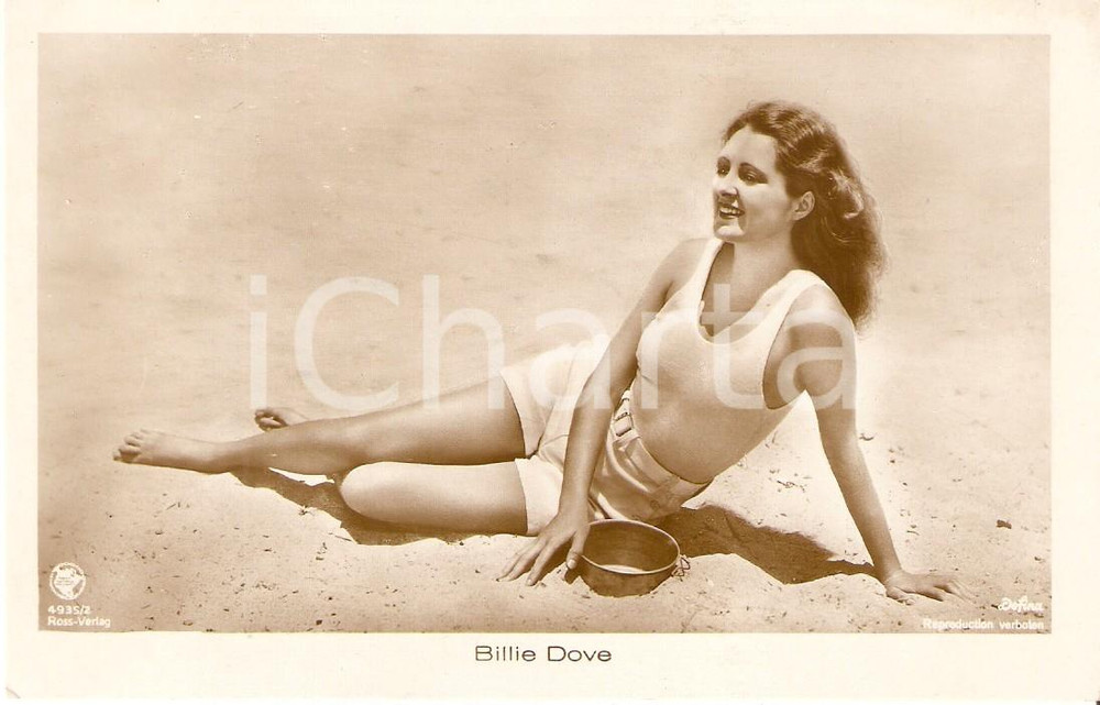 Cartolina originale da collezione 1925 ca CINEMA Actress Billie DOVE Portrait on the beach *Cartolina FP NV 1