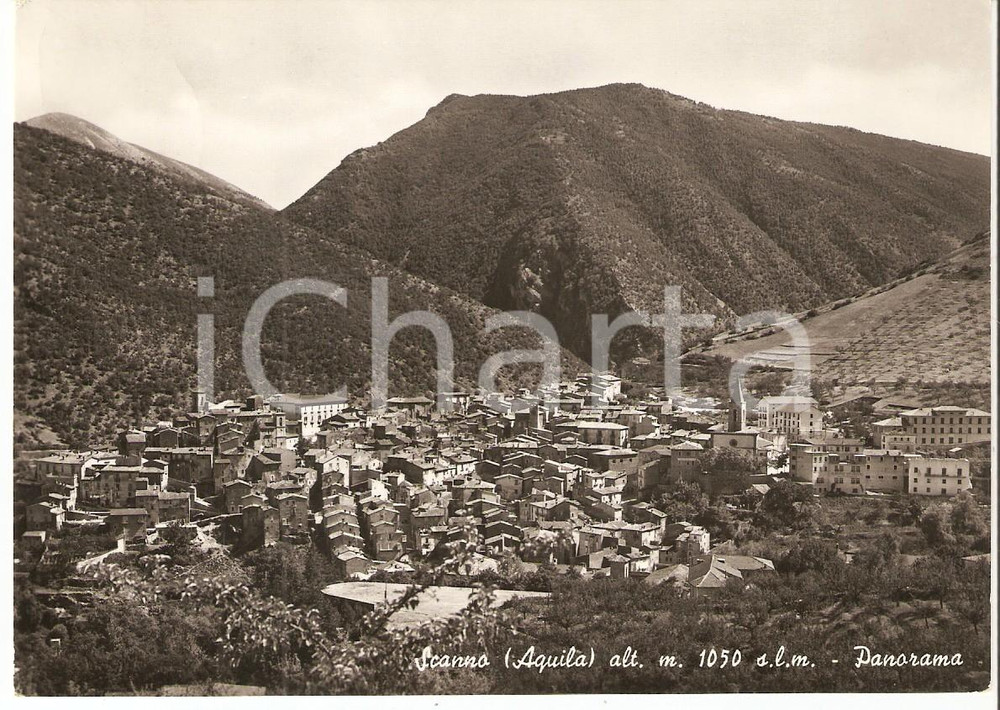 Cartolina originale da collezione 1955 ca SCANNO (AQ) Panorama del paese *Cartolina FG VG 1