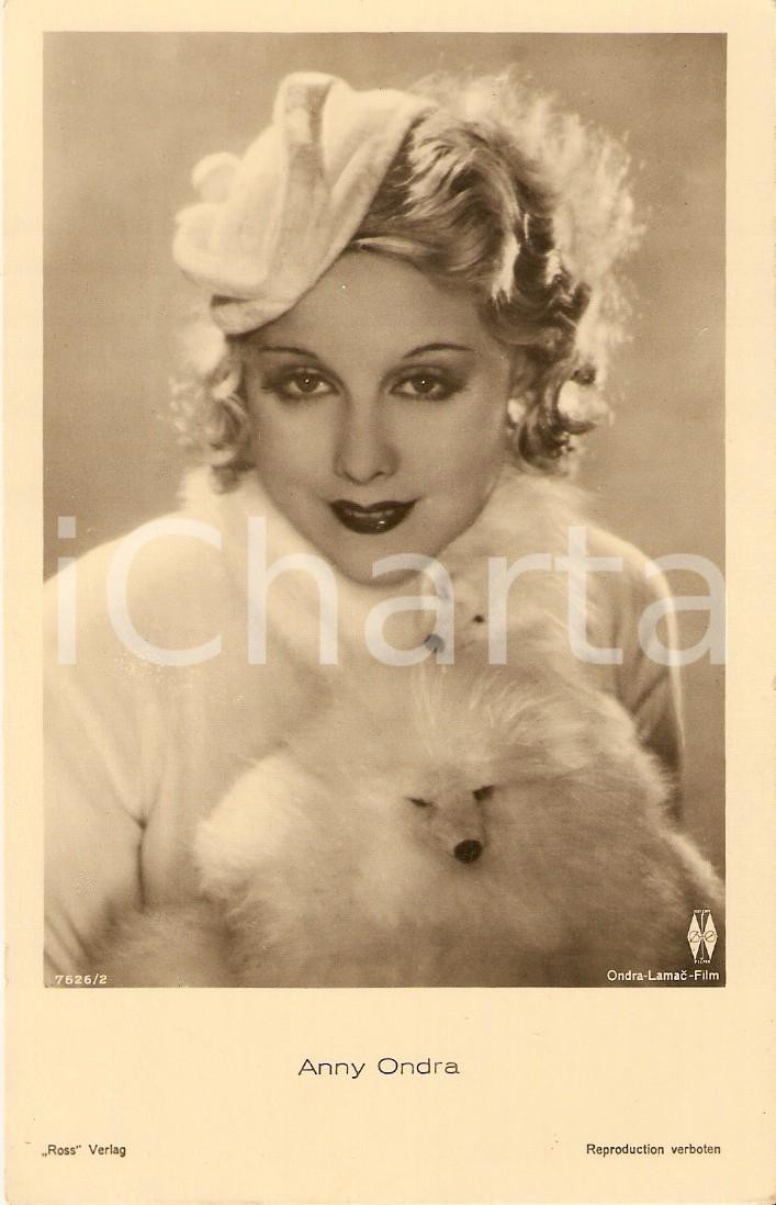 Cartolina originale da collezione 1930 ca CINEMA Attrice Anny ONDRA con collo in volpe Cartolina FP NV 1