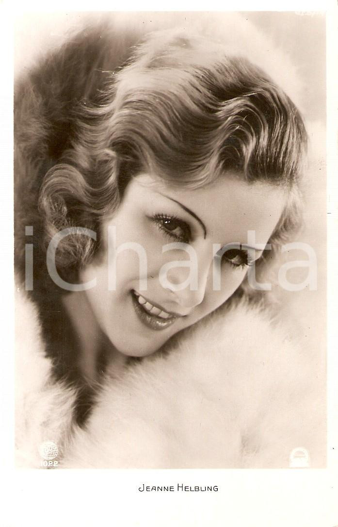 Cartolina originale da collezione 1930 ca CINEMA Actress Jeanne HELBLING Portrait with fur Cartolina FP 1