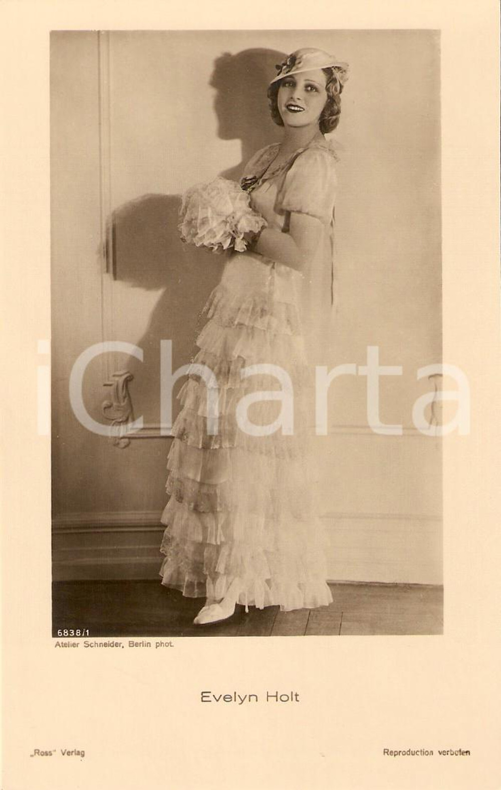 Cartolina originale da collezione 1930 ca CINEMA Attrice Evelyn HOLT in abito nuziale *Cartolina FP NV 1