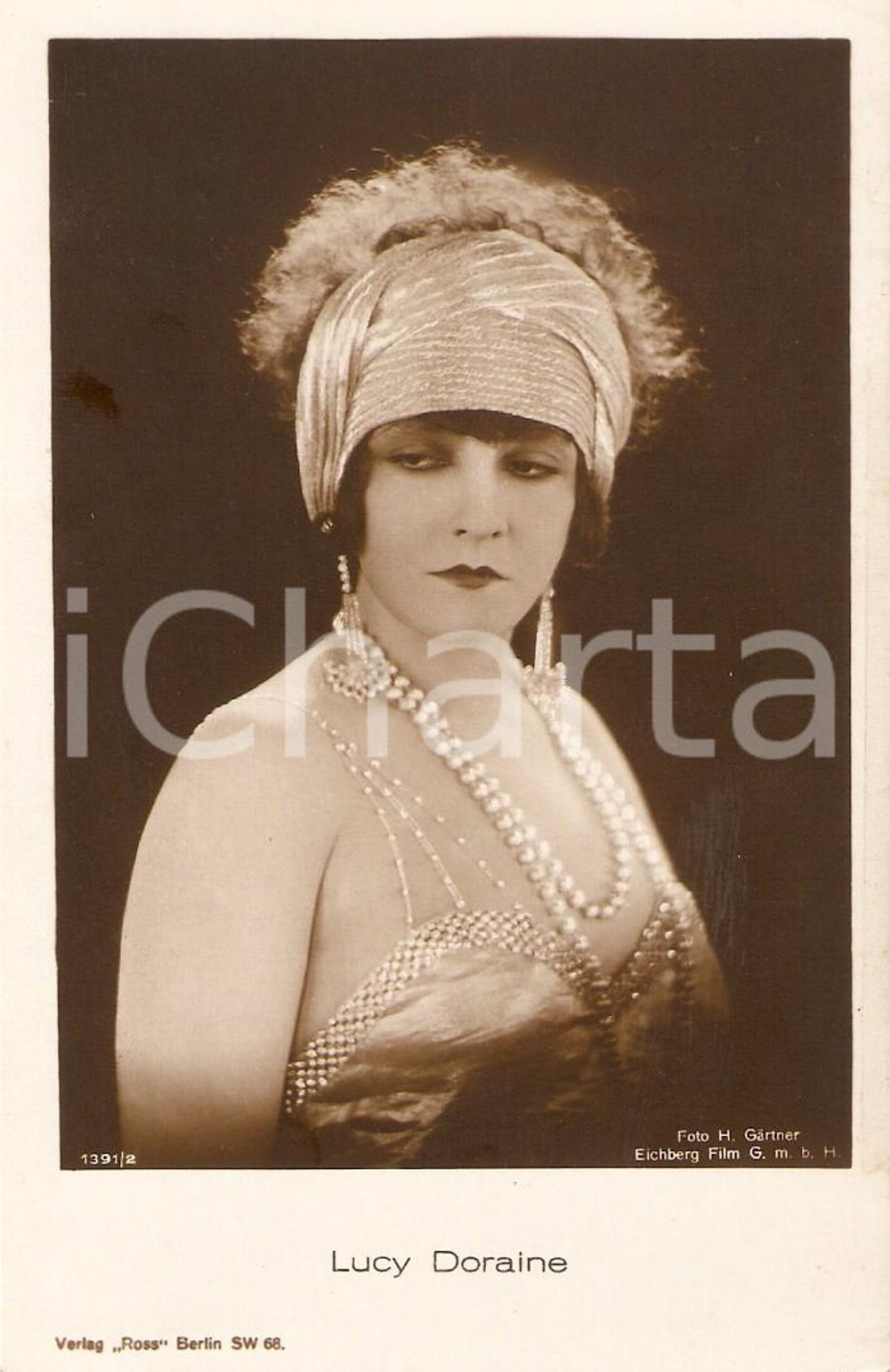 Cartolina originale da collezione 1930 ca CINEMA Actress Lucy DORAINE wears pearl necklace*Cartolina FP NV 1