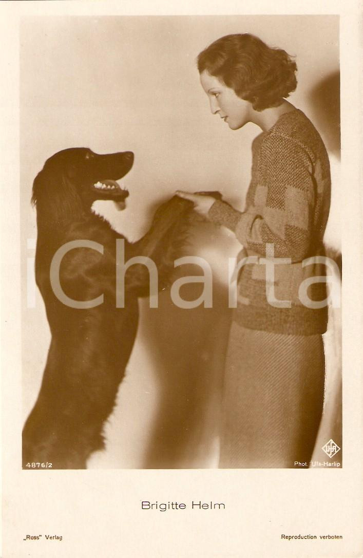 Cartolina originale da collezione 1935 ca CINEMA Actress Brigitte HELM Portrait with dog Cartolina FP NV 1