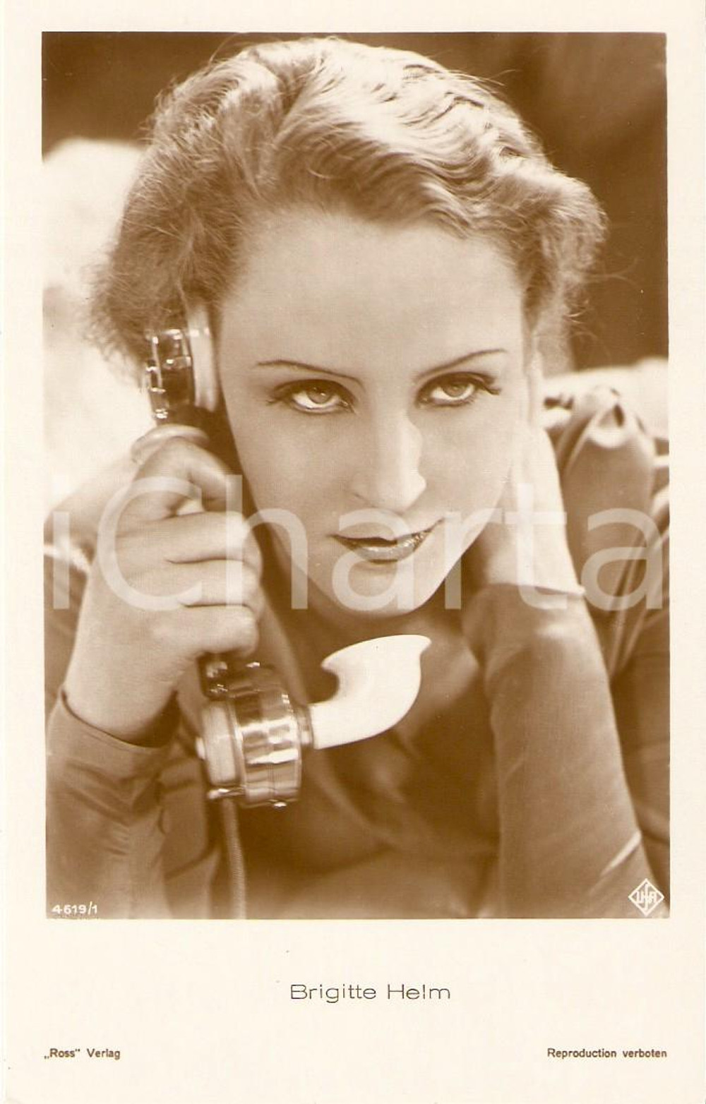 Cartolina originale da collezione 1930 ca CINEMA Actress Brigitte HELM at the phone *Cartolina FP NV 1