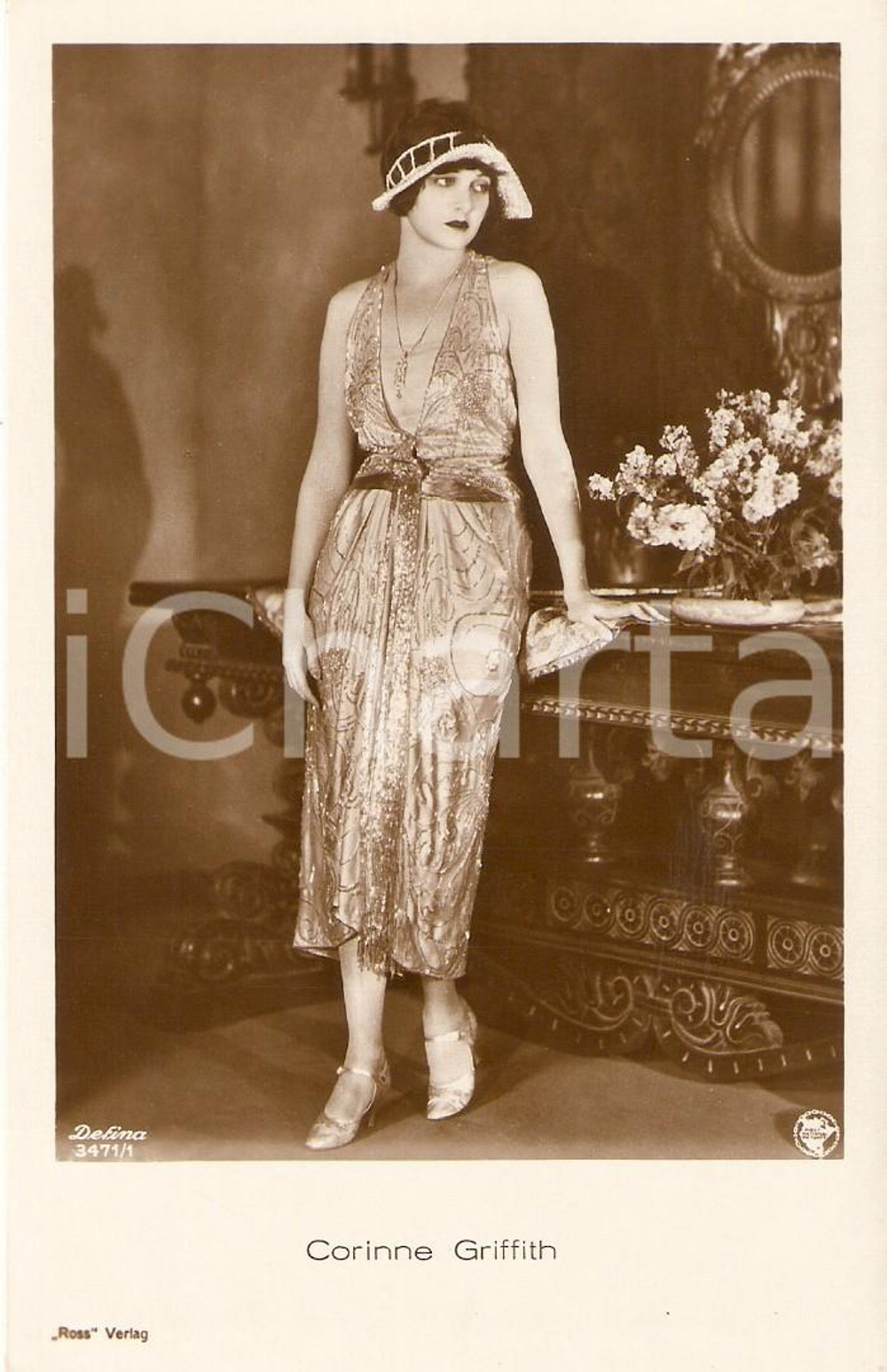Cartolina originale da collezione 1930 ca CINEMA Portrait Corinne GRIFFITH Actress *Cartolina FP NV 1