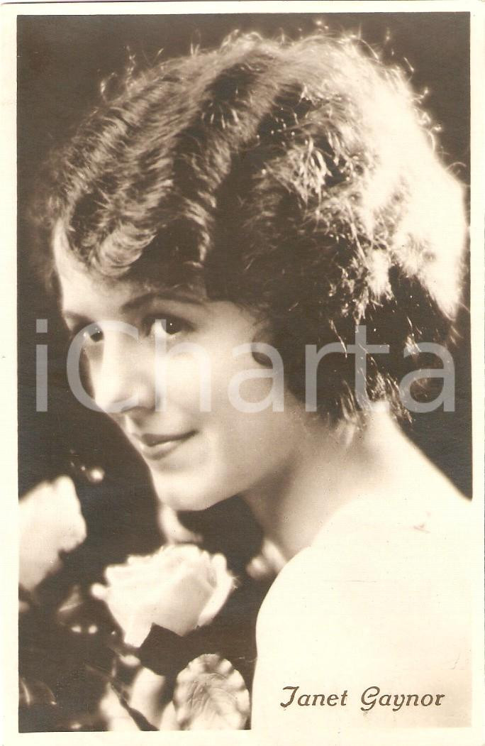 Cartolina originale da collezione 1930 ca CINEMA Actress Janet GAYNOR Portrait with flower Cartolina FP NV 1