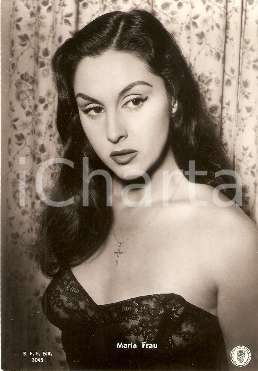 Cartolina originale da collezione 1955 ca CINEMA Attrice Maria FRAU indossa collana con crocifisso Cartolina FG NV 1