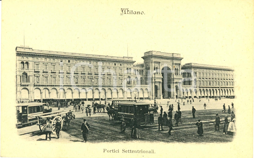 Cartolina originale da collezione 1900 ca MILANO Veduta portici settentrionali di PIAZZA DUOMO *Cartolina FP NV 1