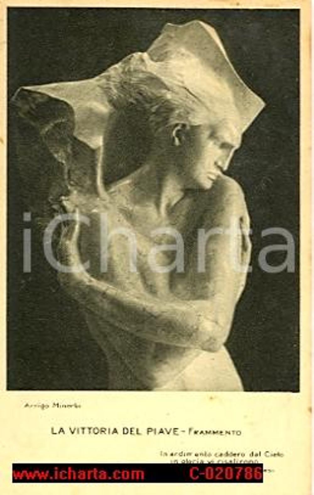 Cartolina originale da collezione 1928 Arrigo MINERBI La vittoria del PIAVE particolare 1