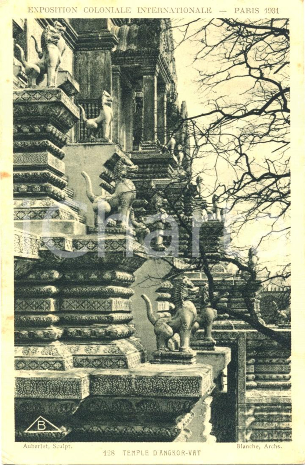 Cartolina originale da collezione 1931 ESPOSIZIONE PARIGI Angkor Vat FP VG 1