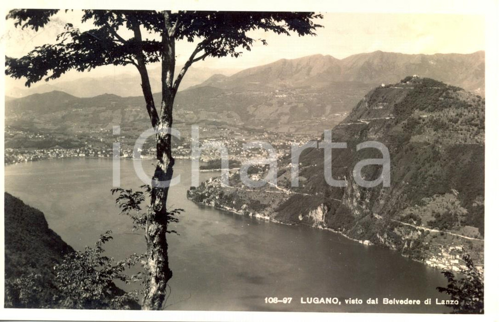 Cartolina originale da collezione 1940 LANZO D'INTELVI (CO) Scorcio panoramico di LUGANO *Cartolina FP VG 1