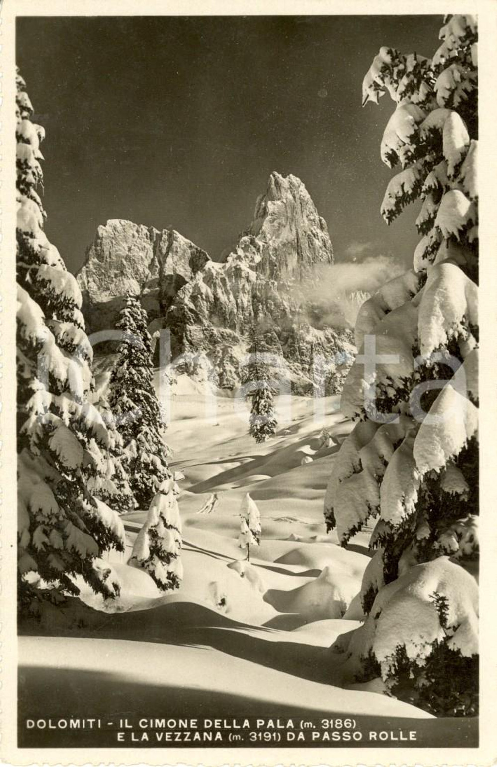 Cartolina originale da collezione 1940 DOLOMITI (TN) CIMONE DELLA PALA e VEZZENA da Passo ROLLE *Cartolina FP VG 1