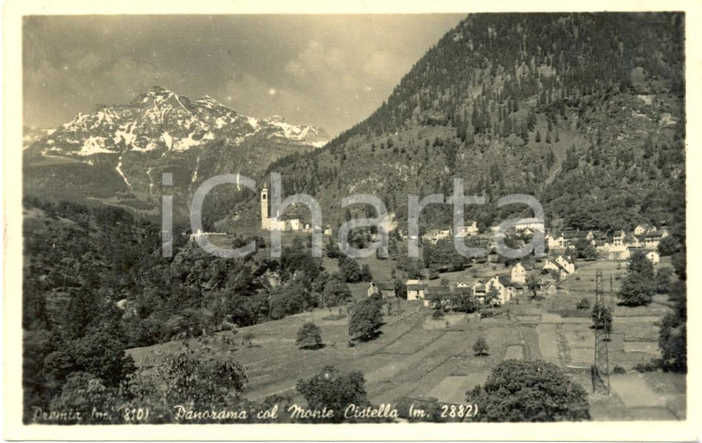 Cartolina originale da collezione 1951 PREMIA (VB) Panorama con Monte CISTELLA *Cartolina postale FP VG 1