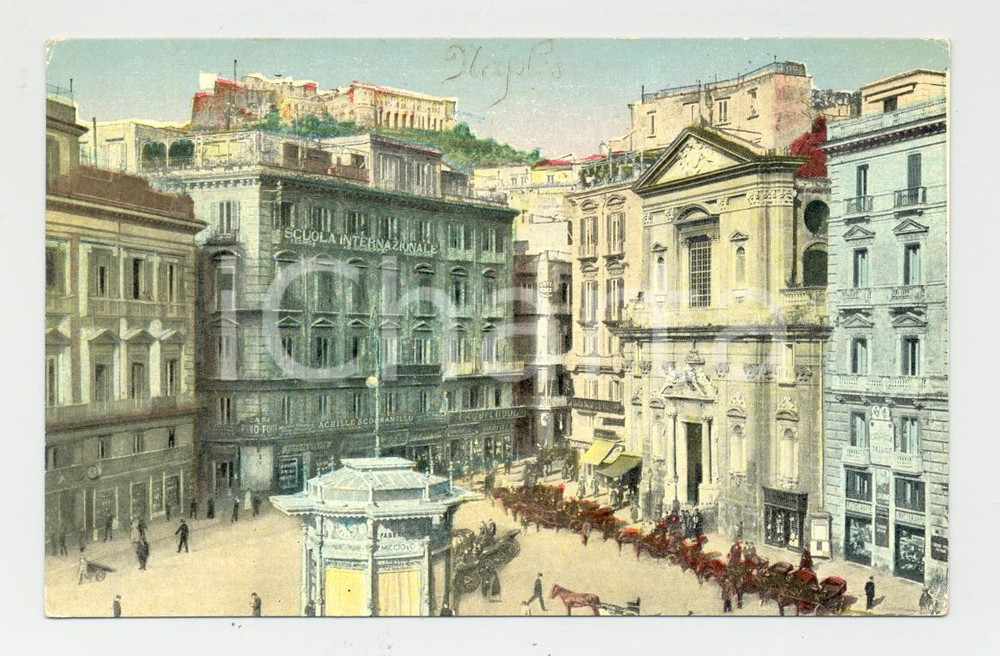 Cartolina originale da collezione 1920 ca NAPOLI Piazza SAN FERDINANDO Achille SCOGNAMILLO Cartolina ANIMATA FP NV 1