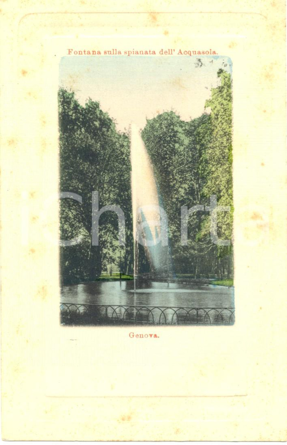 Cartolina originale da collezione 1900 ca GENOVA  Fontana sulla spianata dell'ACQUASOLA  *Cartolina postale FP NV 1