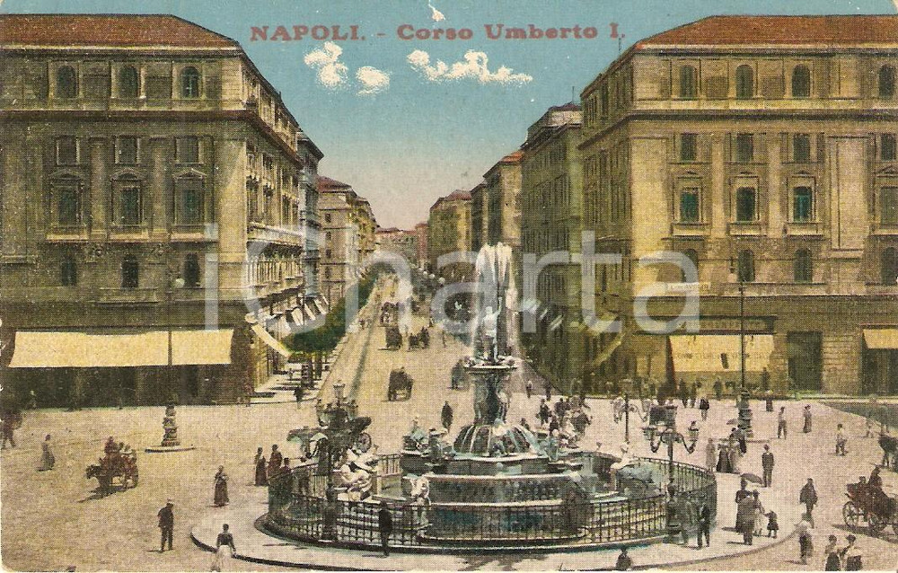 Cartolina originale da collezione 1922  NAPOLI Corso UMBERTO I da Piazza Giovanni BOVIO *Cartolina ANIMATA FP VG 1