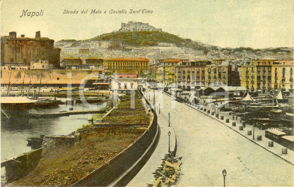 Cartolina originale da collezione 1910 ca NAPOLI Veduta del molo e di Castel SANT'ELMO * Cartolina FP NV 1