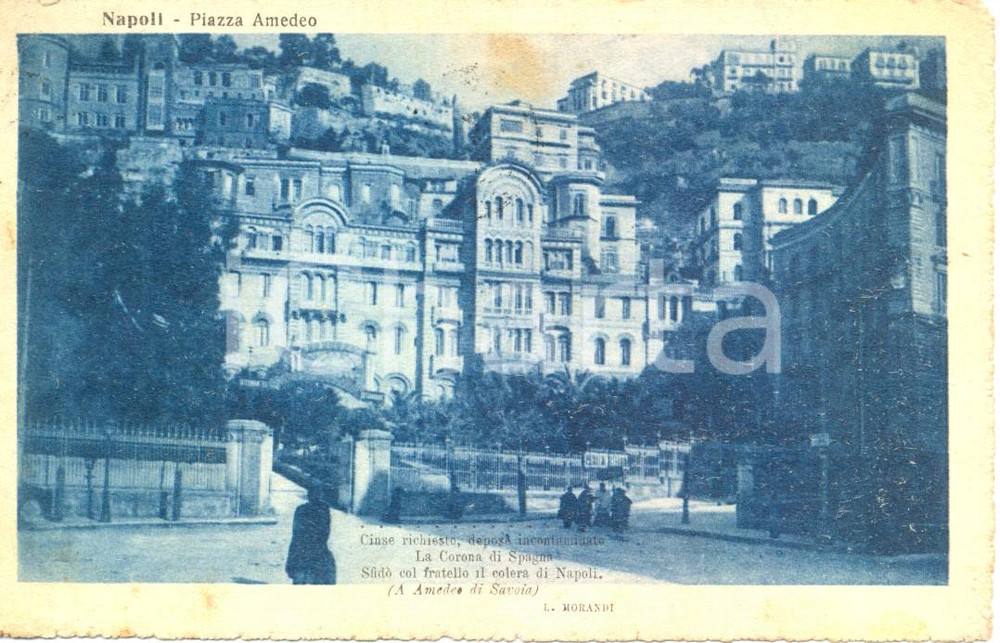 Cartolina originale da collezione 1919 NAPOLI Piazza AMEDEO Grand  Hotel EDEN *Cartolina  postale ANIMATA FP VG 1