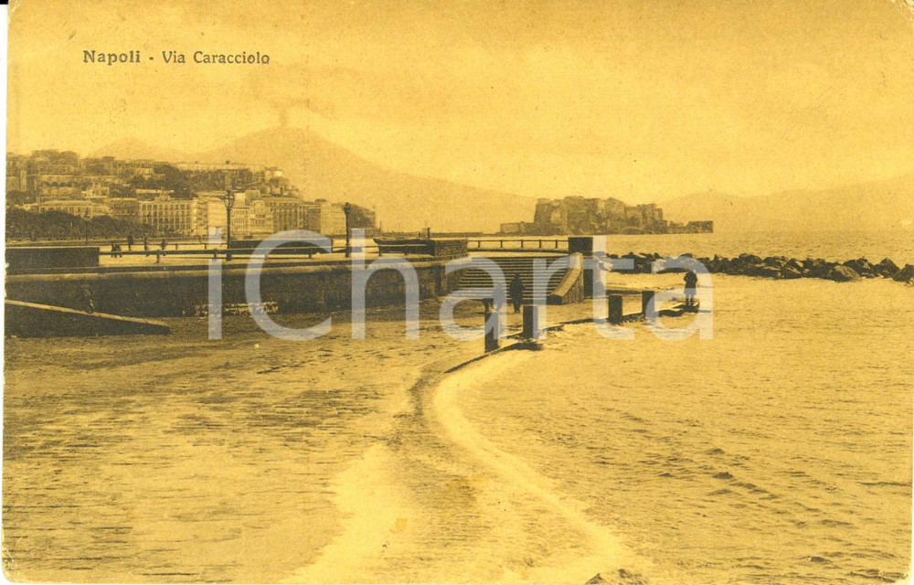 Cartolina originale da collezione 1910 NAPOLI Veduta di via CARACCIOLO con il mare *Cartolina FP VG 1