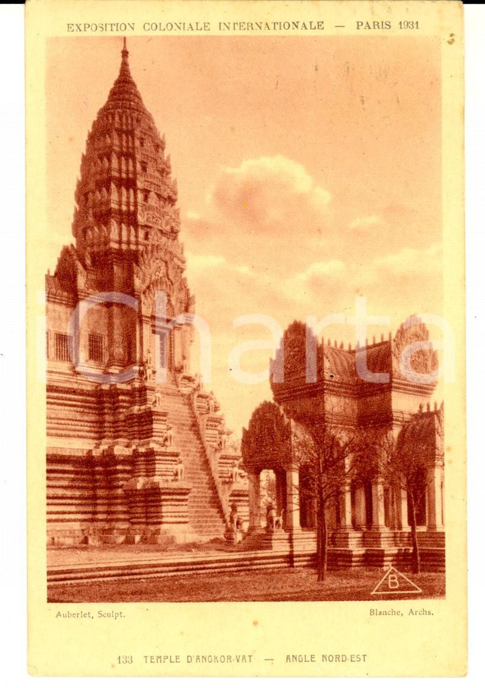 Cartolina originale da collezione 1931 PARIS Exposition Coloniale - ANGKOR VAT - Angle Nord Est *Carte postale 1