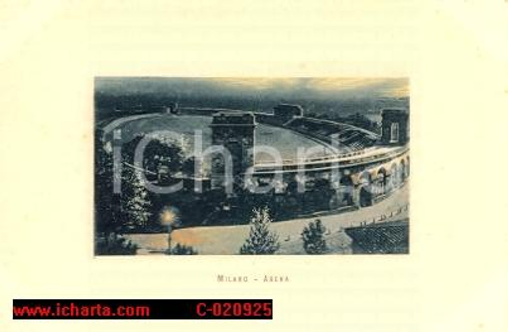 Cartolina originale da collezione 1935 ca MILANO Veduta notturna dell'ARENA FP NV 1
