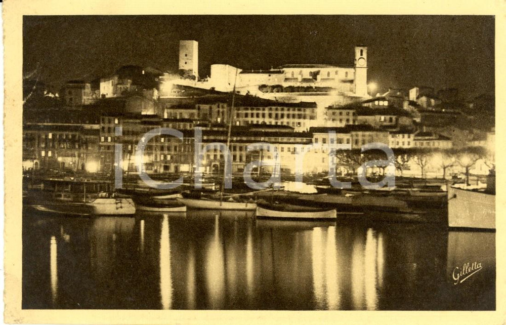 Cartolina originale da collezione 1938 CANNES (F) Cote d'Azur Artistique - La nuit - Foto GILLETTA Cartolina FP VG 1