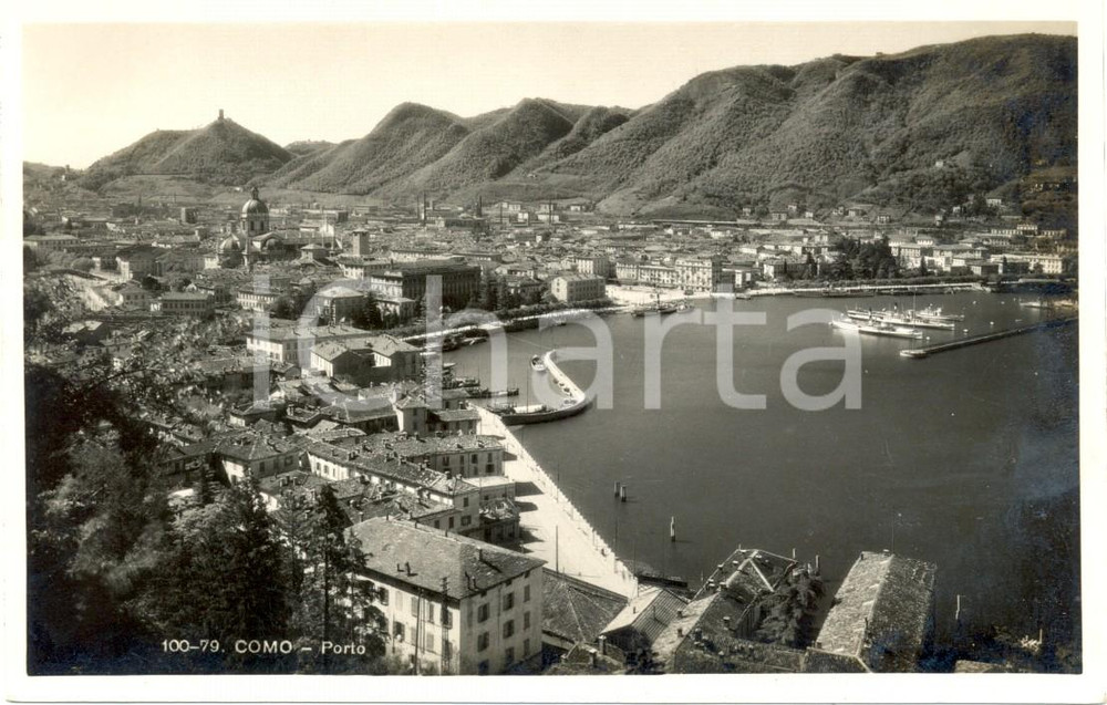Cartolina originale da collezione 1940 circa COMO Veduta panoramica con il porto *Cartolina postale FP NV 1