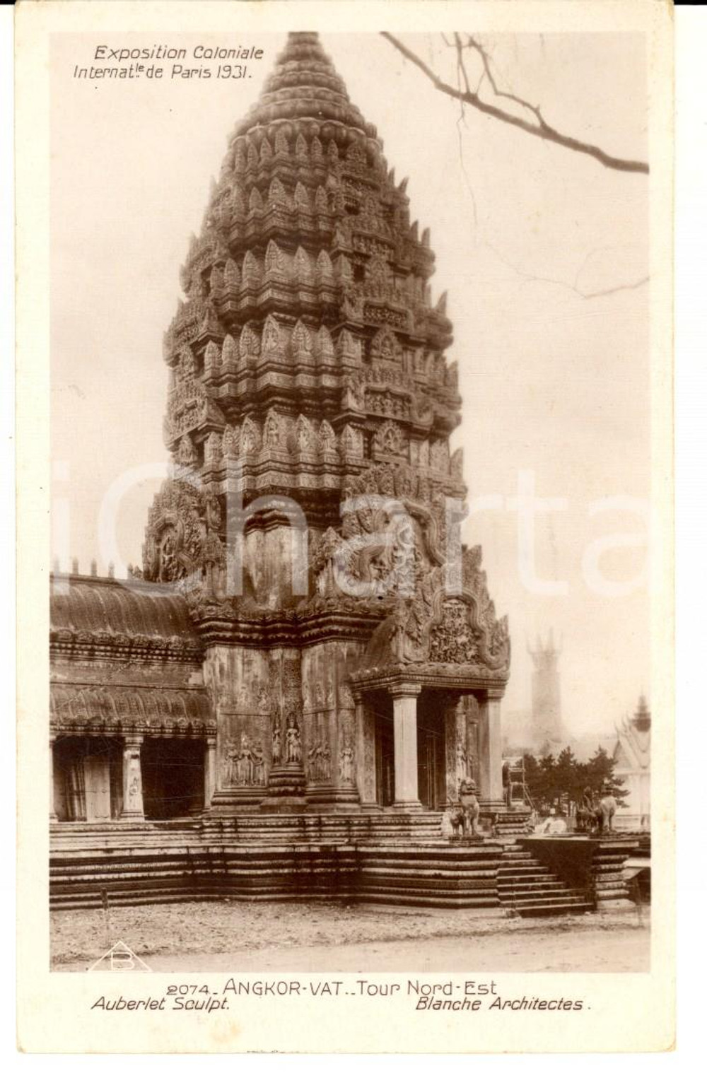 Cartolina originale da collezione 1931 PARIS Exposition Coloniale - ANGKOR VAT - Tour Nord Est *Carte postale 1