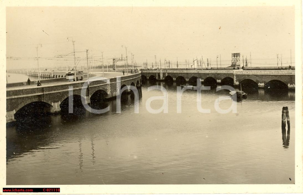 Fotografia d'epoca originale 1940 ca VENEZIA MESTRE Veduta del Ponte della LIBERTA' *Foto FP NV 1