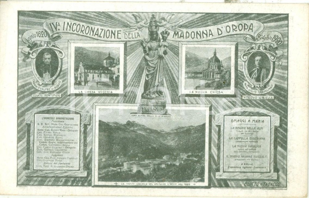 Cartolina originale da collezione 1920 SANTUARIO DI OROPA (BI) IV incoronazione della Madonna *Cartolina FP NV 1