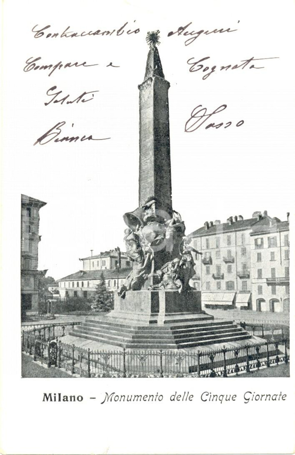 Cartolina originale da collezione 1905 MILANO Porta VITTORIA Monumento delle Cinque Giornate *Cartolina FP VG 1
