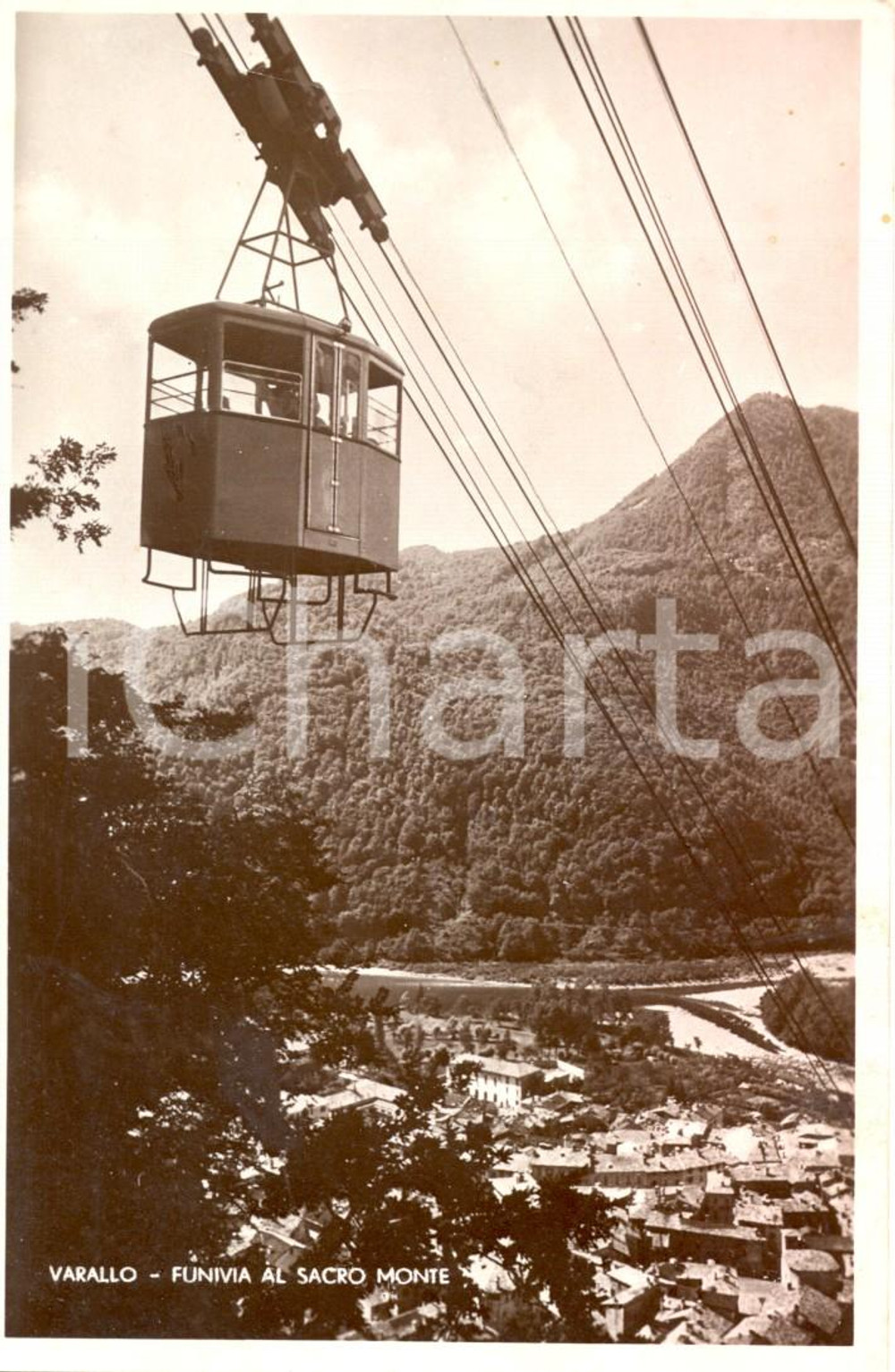 Cartolina originale da collezione 1950 ca VARALLO (VC) La funivia al SACRO MONTE *Cartolina postale FP NV 1