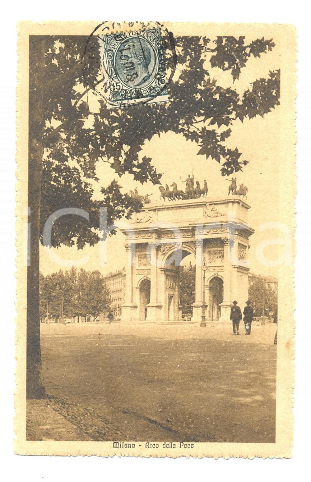 Cartolina originale da collezione 1921 MILANO L'Arco della Pace *Cartolina postale ANIMATA FP VG 1