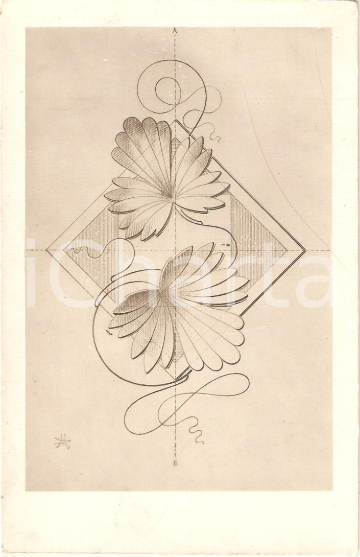 Cartolina originale da collezione 1920 ca BIELLA Prof. N. MUTTINI Corso disegno ornamentale Cartolina FP NV 1