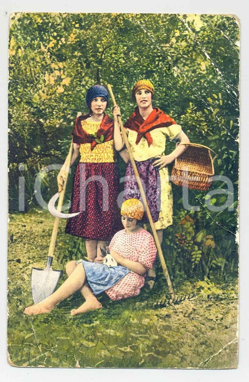 Cartolina originale da collezione 1929 SVIZZERA - COSTUMI - GIOVANI RAGAZZE TICINESI - Cartolina 1