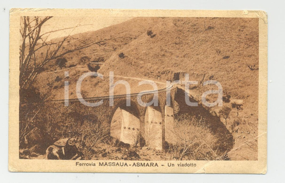 Cartolina originale da collezione 1930 Viadotto ferroviario linea MASSAUA  ASMARA 1
