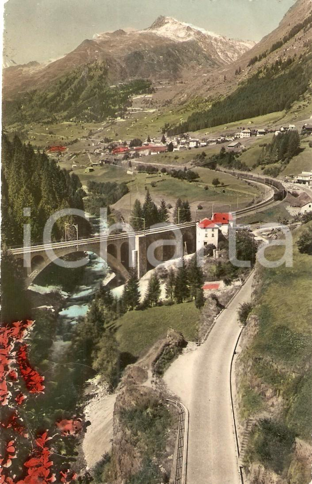 Cartolina originale da collezione 1963 AIROLO (Svizzera) Veduta panoramica aerea CANTON TICINO *Cartolina FP VG 1