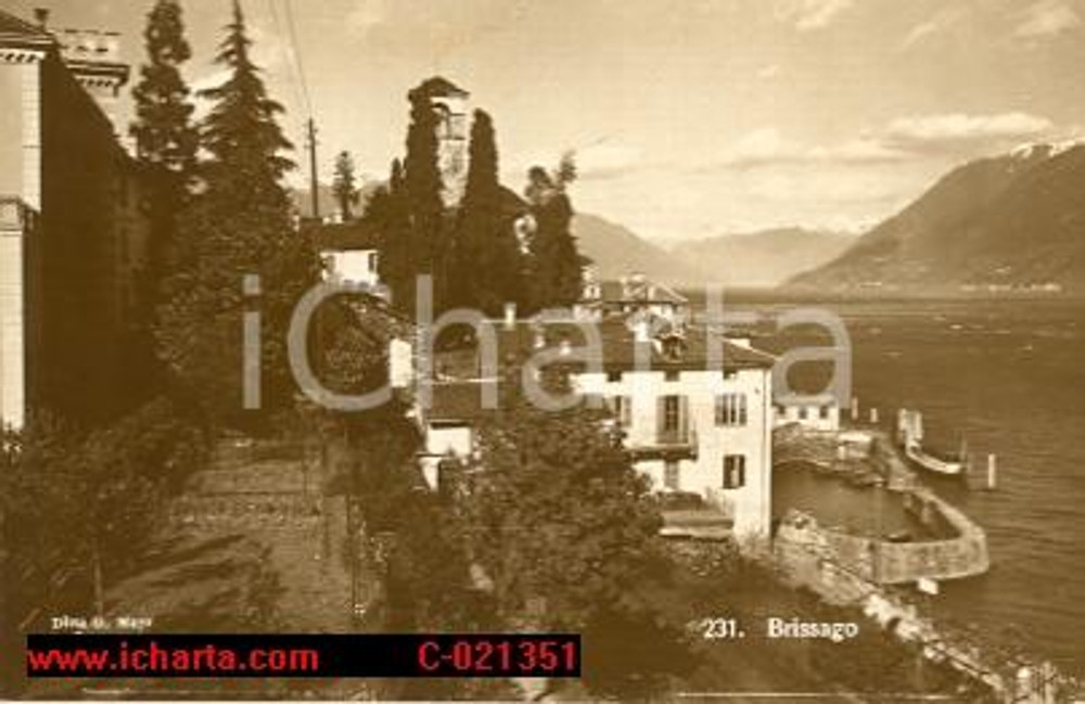 Cartolina originale da collezione 1930 ca BRISSAGO (CH) Veduta Lago Maggiore FP NV 1