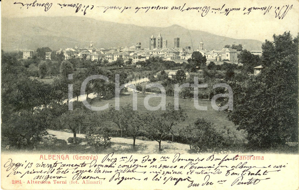 Cartolina originale da collezione 1906 ALBENGA (SV) Veduta panoramica *Cartolina postale FP VG 1