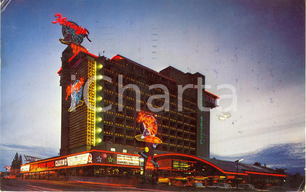 Cartolina originale da collezione 1970 LAKE TAHOE (USA) Veduta dell'Harvey's Resort Hotel *Cartolina FP VG VINTAGE 1