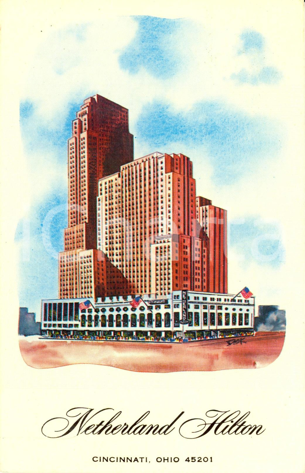 Cartolina originale da collezione 1974 CINCINNATI (USA) Hotel NETHERLAND HILTON *Cartolina FP VG VINTAGE 1