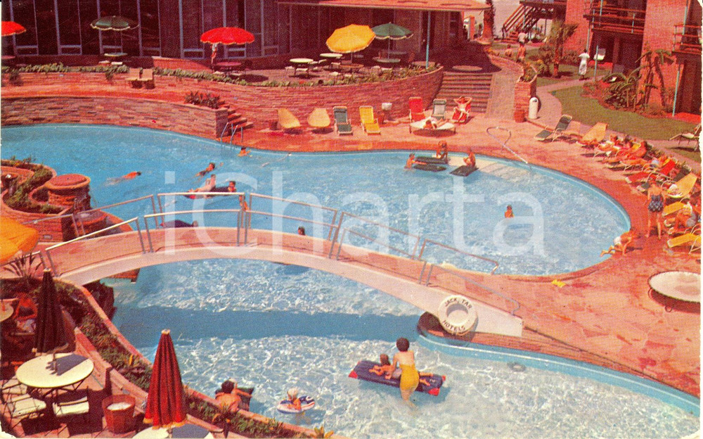 Cartolina originale da collezione 1970 ca GALVESTON USA Piscina dell hotel NEW JACK TAR Cartolina FP NV VINTAGE 1
