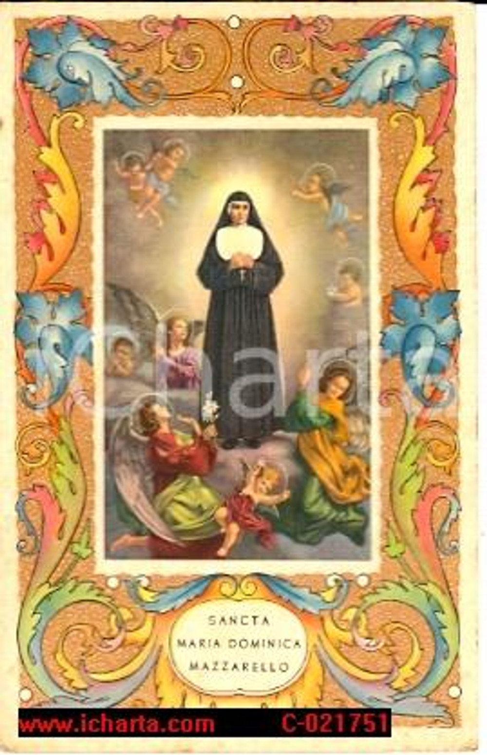 Cartolina originale da collezione 1951 TORINO Quadro della Beata Dominica Maria MAZZARELLO Cartolina postale FP VG 1