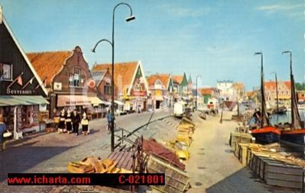 Cartolina originale da collezione 1950 ca VOLENDAM (PAESI BASSI) Veduta del porticciolo * Cartolina VINTAGE 1