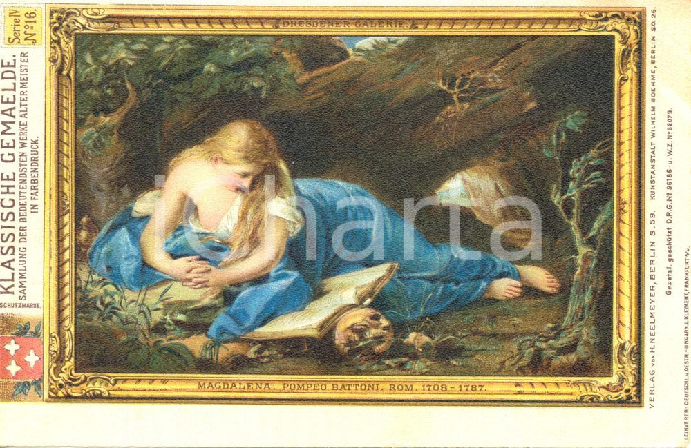 Cartolina originale da collezione 1910 ca Pompeo BATTONI Magdalena KLASSISCHE GEMAELDE *Cartolina ILLUSTRATA FP NV 1