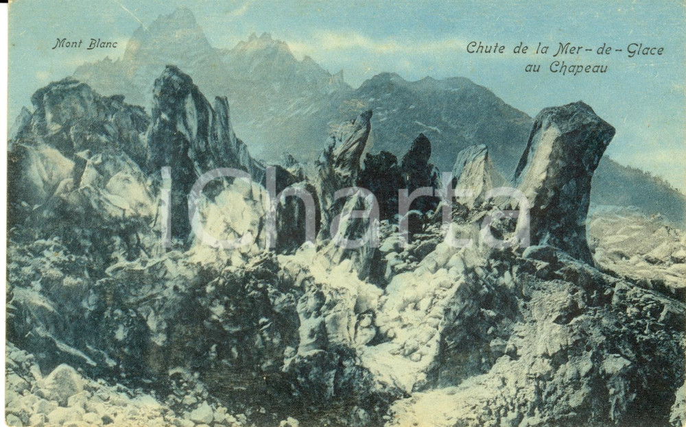 Cartolina originale da collezione 1900 ca MONT BLANC Chute de la MER-DE-GLACE au Chapeau * FP NV 1